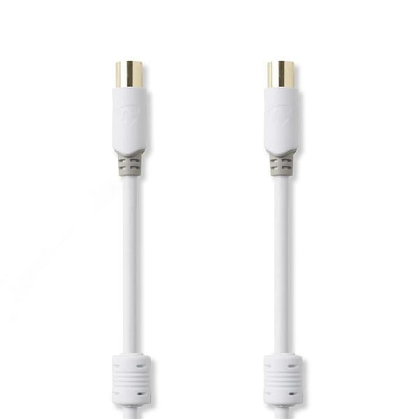 Nedis Coax Cable | IEC (Coax) Han | IEC (Coax) Hun | Gull belagt | 100 dB | 75 Ohm | Dobbelt skjermet | 5.00 m | Rund | PVC | Hvit | Boks