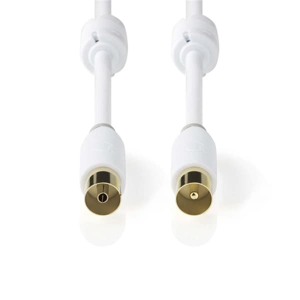 Nedis Coax Cable | IEC (Coax) Han | IEC (Coax) Hun | Gull belagt | 100 dB | 75 Ohm | Dobbelt skjermet | 5.00 m | Rund | PVC | Hvit | Boks