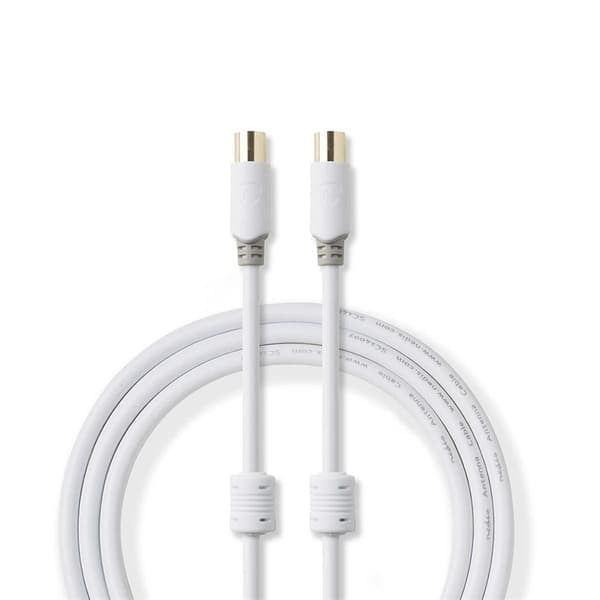 Nedis Coax Cable | IEC (Coax) Han | IEC (Coax) Hun | Gull belagt | 100 dB | 75 Ohm | Dobbelt skjermet | 5.00 m | Rund | PVC | Hvit | Boks