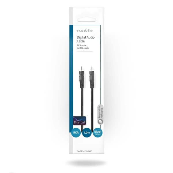 Nedis Digital Audio Cable | RCA Han | RCA Han | Nikkel belagt | 1.00 m | Rund | PVC | Sort | Konvolutt