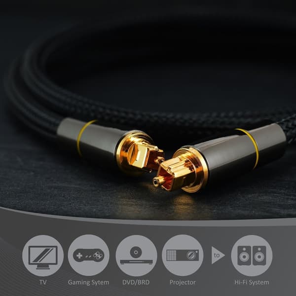 2m SPDIF 5.1 ljudkanal optisk kabel ljudlinje Digital guldpläterad