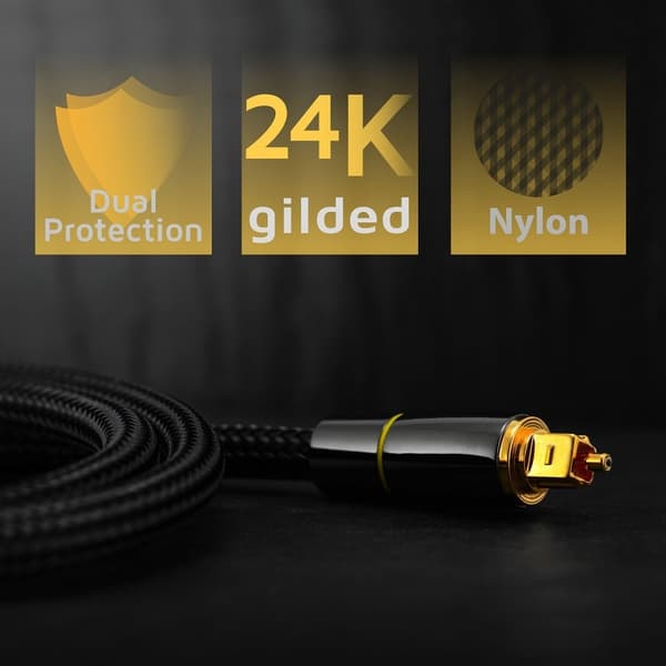 2m SPDIF 5.1 ljudkanal optisk kabel ljudlinje Digital guldpläterad