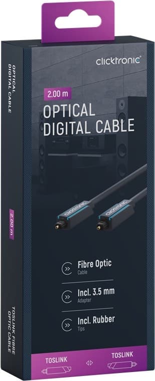 ClickTronic Toslink-kabel Premium-kabel | 1x Toslink-kontakt 1x Toslink-kontakt 1x Toslink-kontakt | 2,0 m | Polymerfiberoptisk kabel