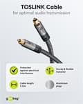 Miniatyrbillede 4 af 8: Goobay TOSLINK-kabel, 3 m, Sharkskin Grey Toslink-hanstik > Toslink-hanstik