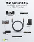 Miniatyrbillede 8 af 8: Goobay TOSLINK-kabel, 3 m, Sharkskin Grey Toslink-hanstik > Toslink-hanstik