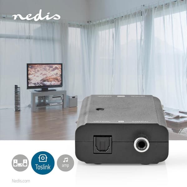 Nedis Digital Audio Converter | 1-veje | Tilslutninger indgang: 1x S/PDIF (RCA) Hun / 1x TosLink Hunstik | Tilslutninger udgang: 1x S/PDIF (RCA) Hun /