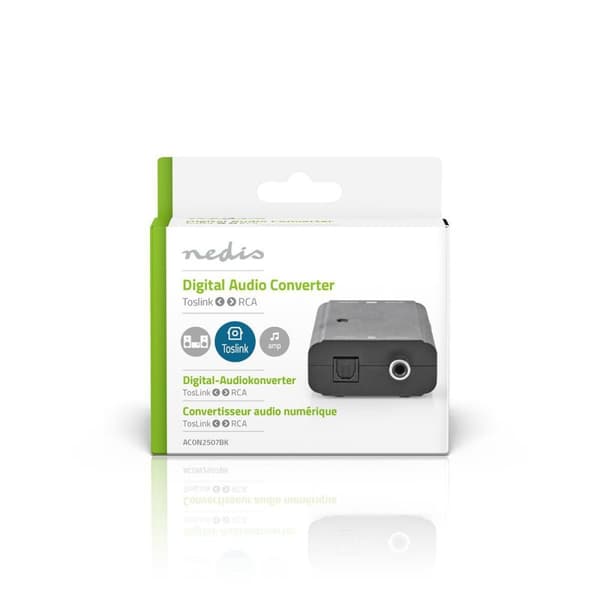 Nedis Digital Audio Converter | 1-veje | Tilslutninger indgang: 1x S/PDIF (RCA) Hun / 1x TosLink Hunstik | Tilslutninger udgang: 1x S/PDIF (RCA) Hun /