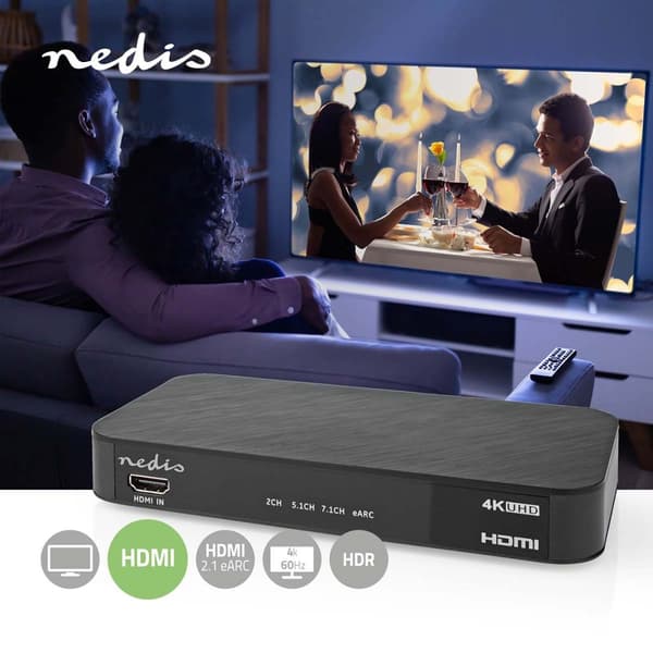 Nedis Digital Audio Converter | 2-veis | Koblingsinngang: DC-strøm / 1x HDMI ™ -inngang | Koblingsutgang: 1x 3.5 mm / 1x TosLink / 3x HDMI™ Output | A