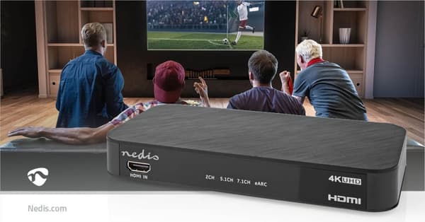 Nedis Digital Audio Converter | 2-veis | Koblingsinngang: DC-strøm / 1x HDMI ™ -inngang | Koblingsutgang: 1x 3.5 mm / 1x TosLink / 3x HDMI™ Output | A
