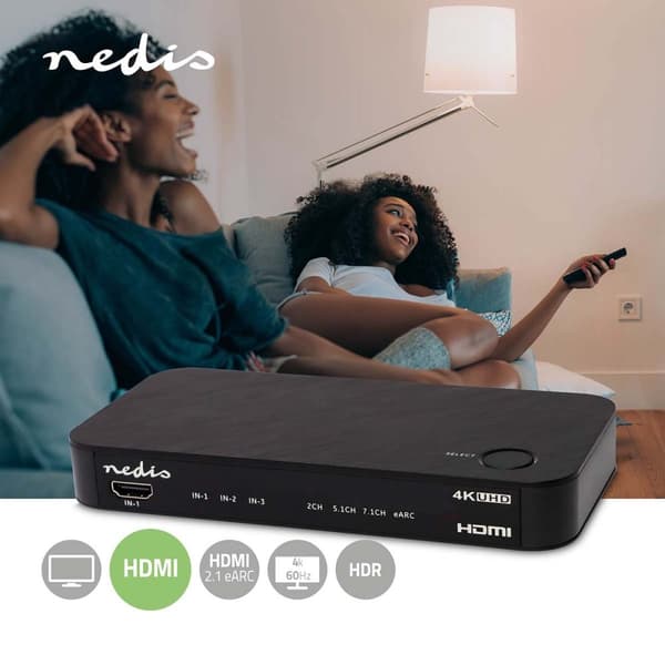 Nedis Digital Audio Omvandlare | Tvåvägs | Anslutningsingång: DC Ström / 3x HDMI™ Ingång | Anslutningsutgång: 1x 3.5 mm / 1x TosLink / 2x HDMI™ utgång