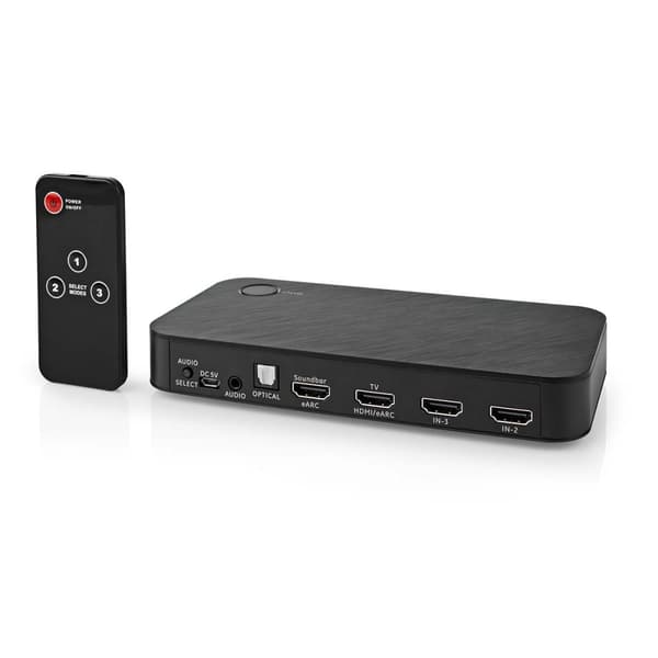 Nedis Digital Audio Omvandlare | Tvåvägs | Anslutningsingång: DC Ström / 3x HDMI™ Ingång | Anslutningsutgång: 1x 3.5 mm / 1x TosLink / 2x HDMI™ utgång