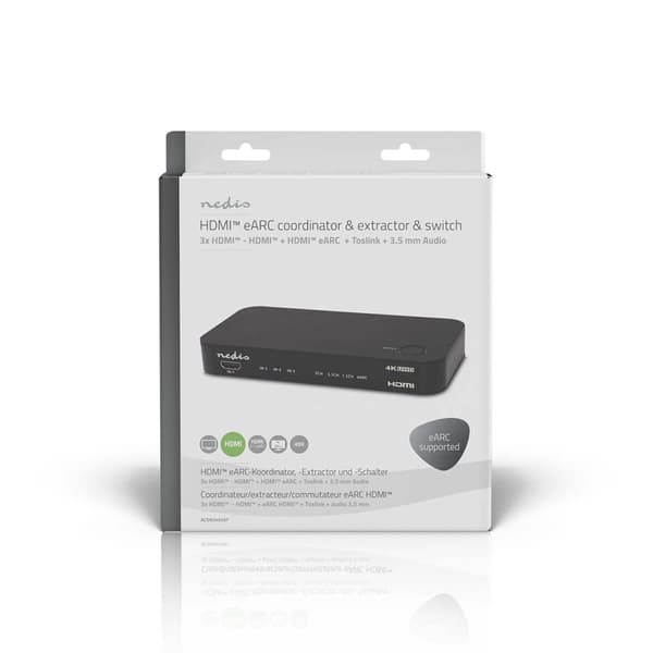 Nedis Digital Audio Omvandlare | Tvåvägs | Anslutningsingång: DC Ström / 3x HDMI™ Ingång | Anslutningsutgång: 1x 3.5 mm / 1x TosLink / 2x HDMI™ utgång