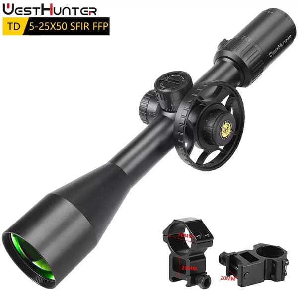 Jaktkikarsikte, 5-25x förstoring, första fokalplanet,Hög 20mm fäste