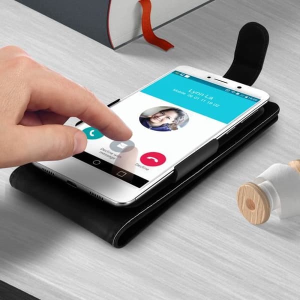 Universellt smartphoneetui - AVIZAR - Flipfodral - Ekologiskt läder - Svart - Kompatibelt 5,5'' till 6,0''