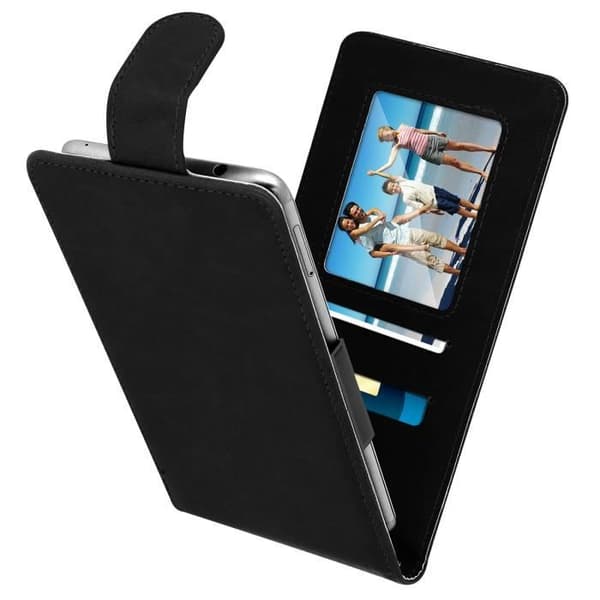 Universellt smartphoneetui - AVIZAR - Flipfodral - Ekologiskt läder - Svart - Kompatibelt 5,5'' till 6,0''