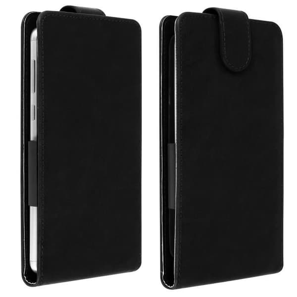 Universellt smartphoneetui - AVIZAR - Flipfodral - Ekologiskt läder - Svart - Kompatibelt 5,5'' till 6,0''