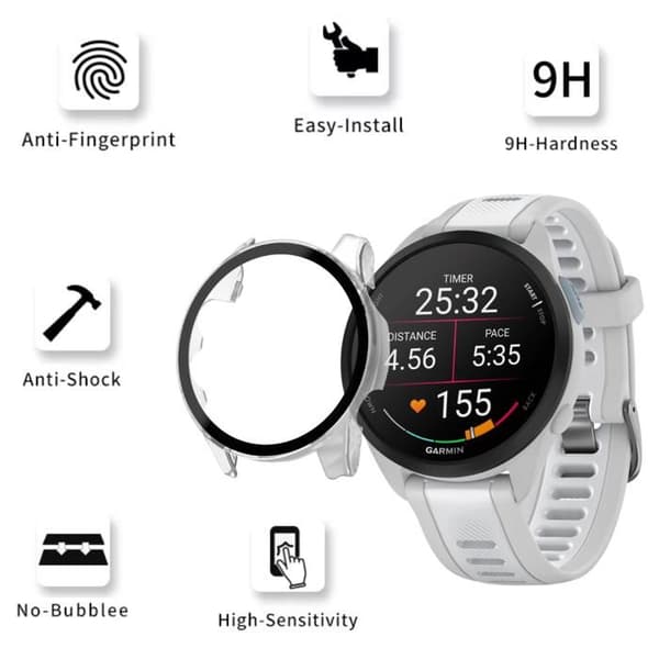Smartklocka-fodral - Phonillico - Garmin Forerunner 165 - Transparent - Härdat glas - Skärmskydd