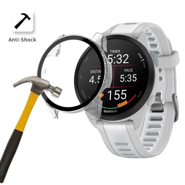 Smartklocka-fodral - Phonillico - Garmin Forerunner 165 - Transparent - Härdat glas - Skärmskydd
