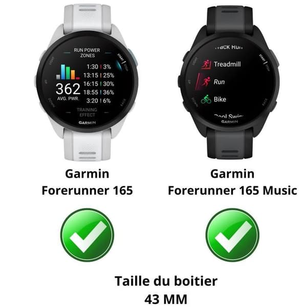 Smartklocka-fodral - Phonillico - Garmin Forerunner 165 - Transparent - Härdat glas - Skärmskydd