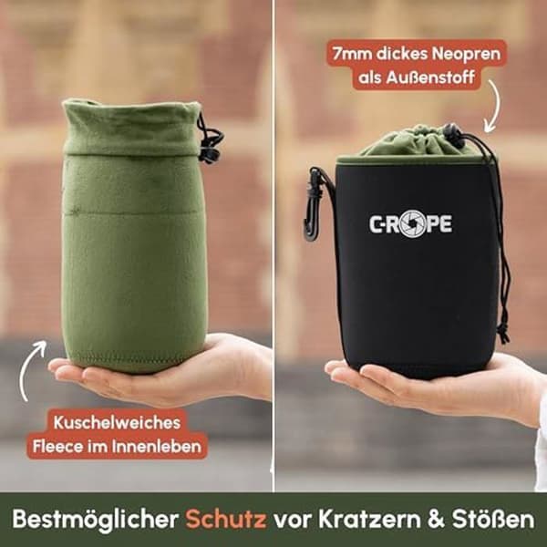Objektivfodral - C-ROPE - Neopren med Fleecefoder - Optimal Skydd - Storlek XS till XXL