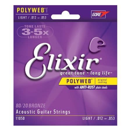 Akustiska strängar - ELIXIR - 11050 - Polyweb - Ljus - Gauge 12-16-24-32-42-53