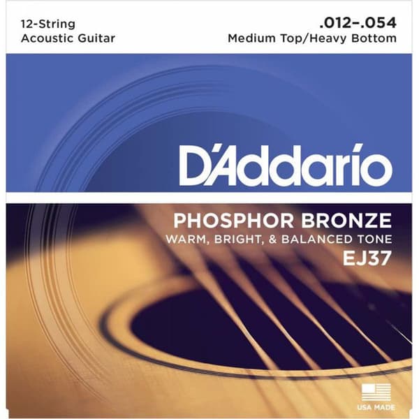 . D'addario EJ37 Medium 12-54. 12-strängad akustisk gitarrsträngsats.