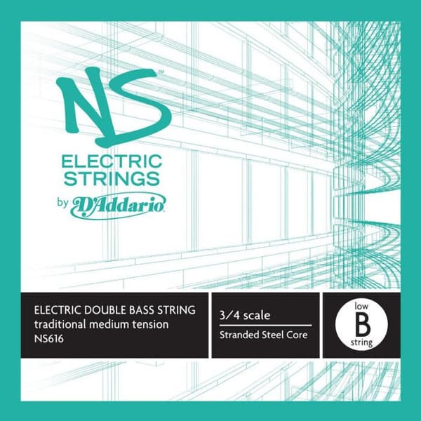 D'Addario Bued Traditionell enkelsträng (lågt B) för D'Addario NS Elektrisk kontrabas, 3/4-hals, Medium spänning