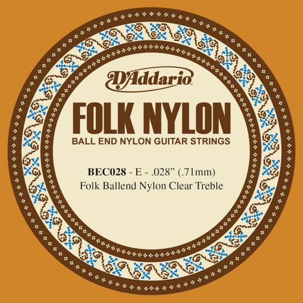 D'Addario D'Addario BEC028 Folkgitarr Nylon Enkelsträng, Translucent Nylon, Ball End, .028