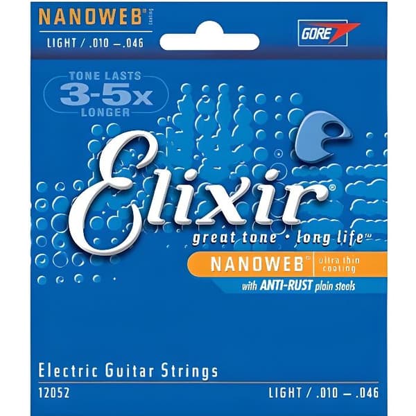 Elgitarrsträngar - ELIXIR - 12052 - Nanoweb - Ljus - Gauge 10-46