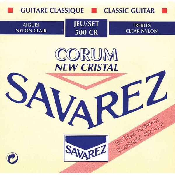 Klassisk gitarrsträngsats - SAVAREZ - 500CR - Red Corum Crystal - Normal gauge - Klar nylondiskanter