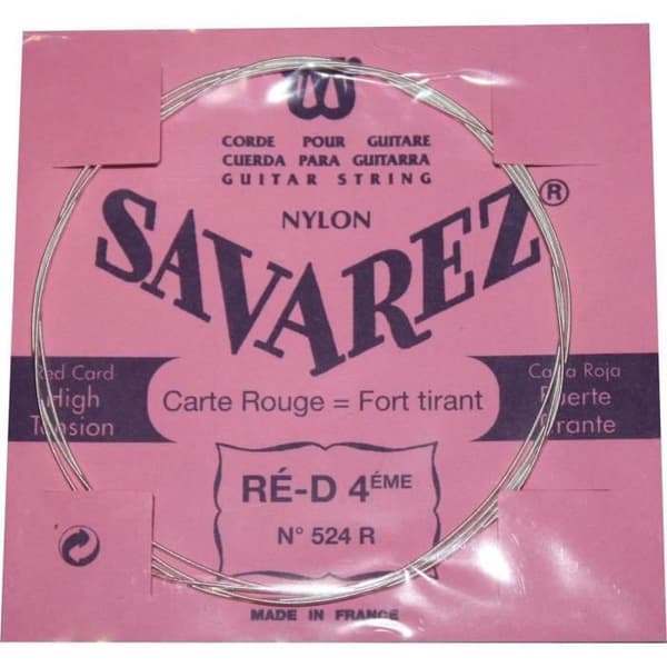 Klassisk gitarrsträng - SAVAREZ - 524R - Stark dragkraft - Röd färg - Loopsträng