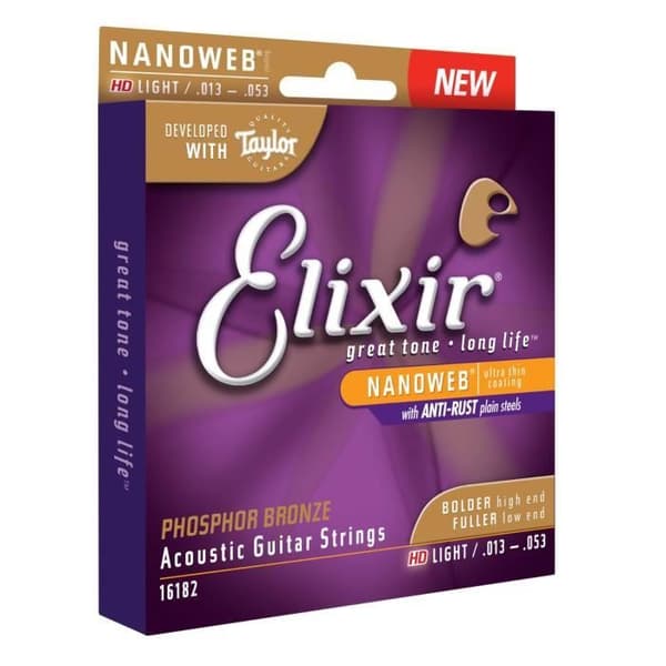 Elixir 16182 Nanoweb HD Light Folk Guitar Strings 13-53