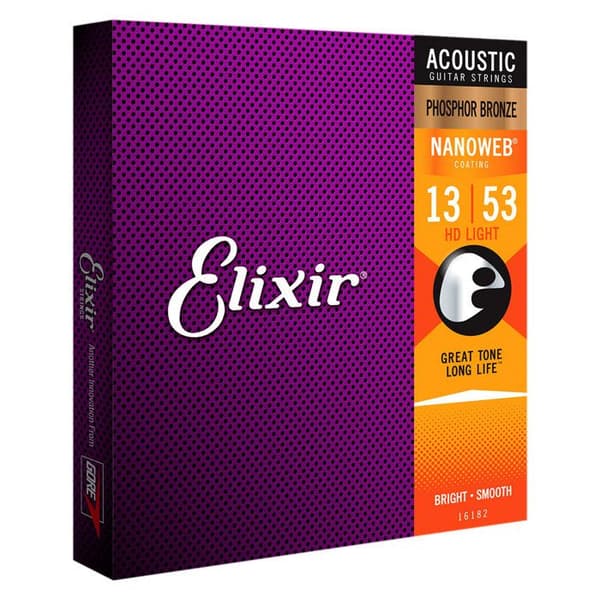 Elixir 16182 Nanoweb HD Light Folk Guitar Strings 13-53