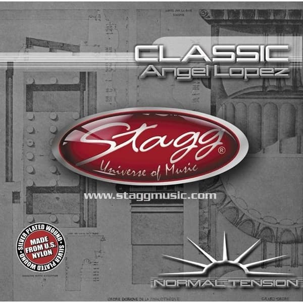 STAGG lindad nylon klassisk gitarrsträngar