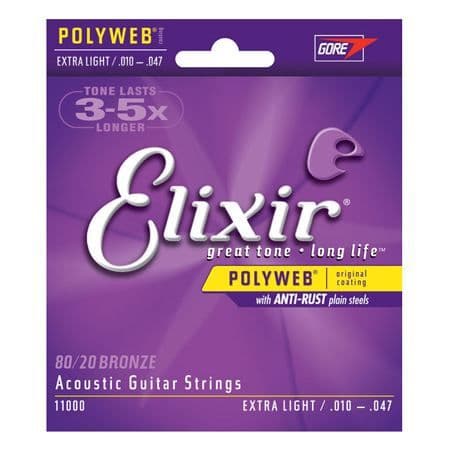 Akustiska strängar - ELIXIR - 11000 - Polyweb - Extra lätt - Mätare 10-14-23-30-39-47