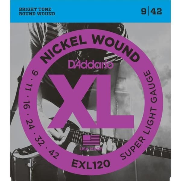DADDARIO EXL120 Nickel elgitarrsträngar Set - Super Light - 9-11-16-24-32-42