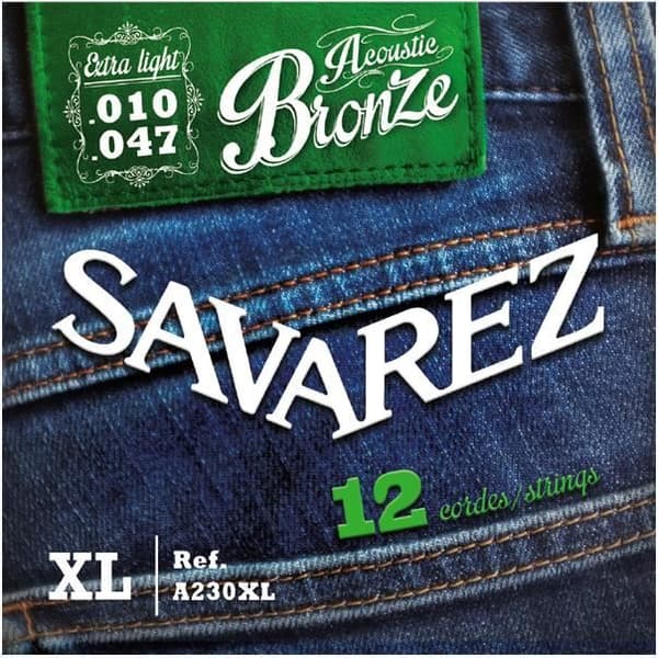 Savarez A230XL Extra Light 10-47 12-strängade folkgitarrsträngar