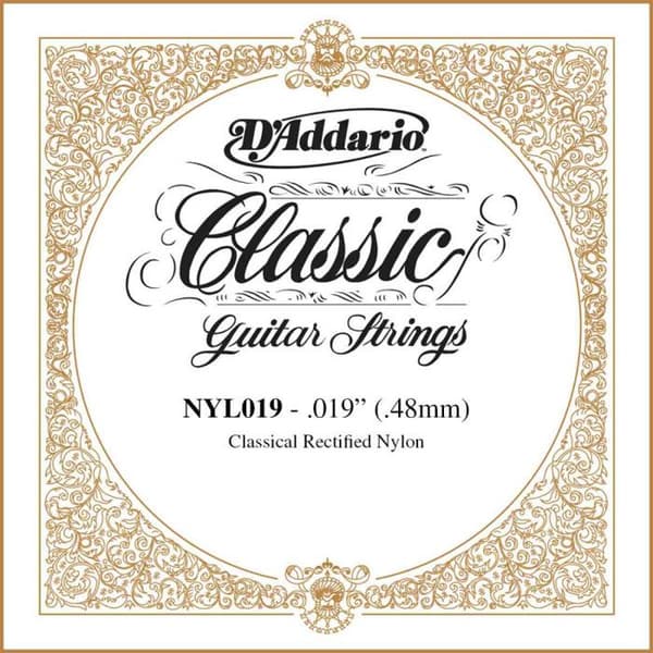 D'Addario Nylon enkelsträng för rektifierad klassisk gitarr D'Addario NYL019, .019