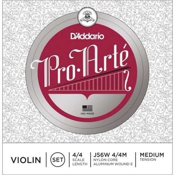 D'Addario stråkade strängset med D'Addario Pro-Arte stängda fiolsträngar, 4/4 hals, medelspänning