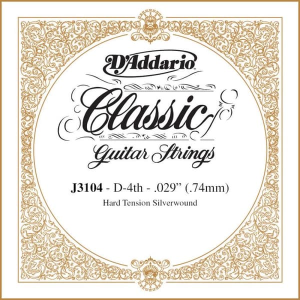 DADDARIO - Enkelsträng för likriktad klassisk gitarr J3104 Hård fjärdesträng Musikinstrument och PA-gitarrer och utrustning