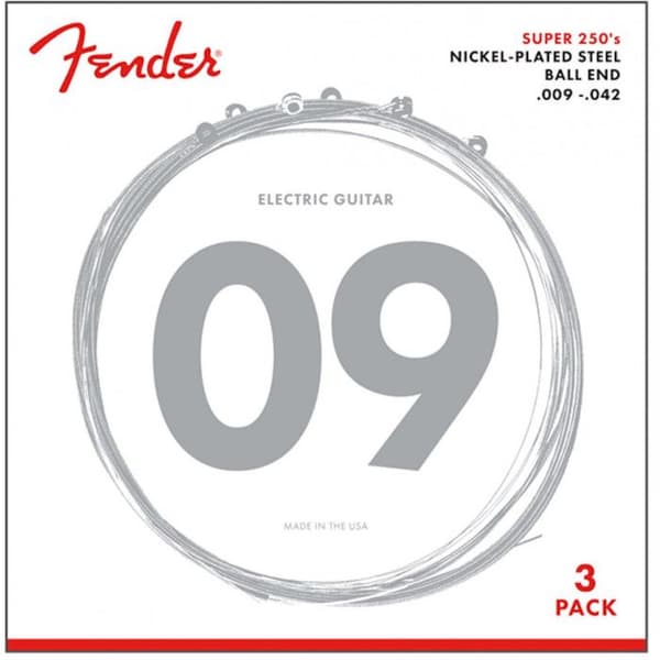 Fender 250L-3PK Paket med 3 set elgitarrsträngar 9-42