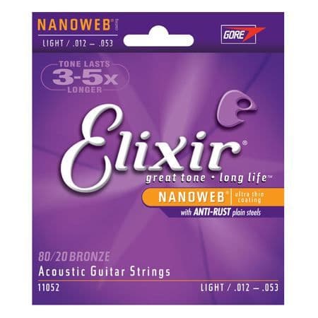 Akustiska strängar ELIXIR 11052 Nanoweb light för akustisk gitarr
