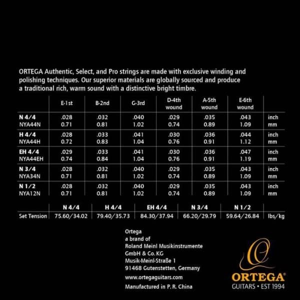 Ortega NYA44H - Klassisk gitarrset 4/4 ANPASSAD AUTENTISK högspänning