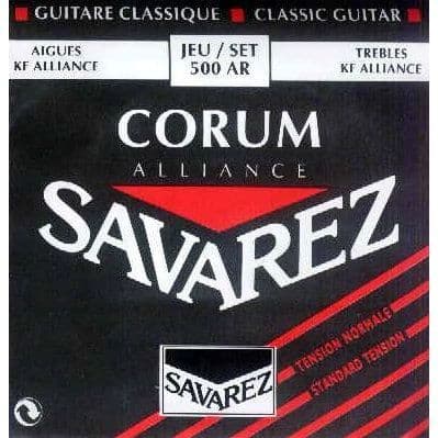 Klassiska gitarrsträngar - SAVAREZ - 500AR - Nylon - Röd färg - Normal gauge