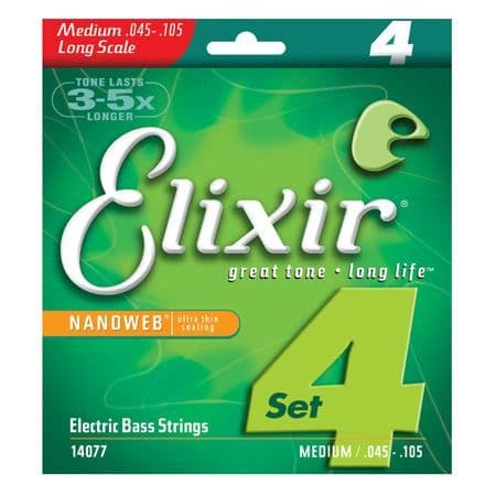 Elbassträngar - ELIXIR - 14077 - Nanoweb - Gauge 45-65-85-105 - Medium