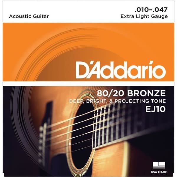 DADDARIO EJ10 Brons 80/20 akustisk gitarrsträngsats - 10-14-23-30-39-47