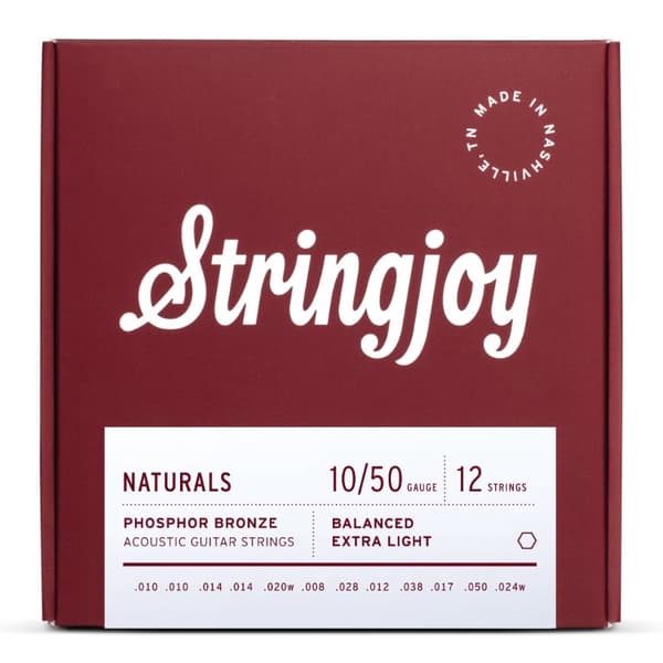 Stringjoy NB1024 12-strängade akustiska gitarrsträngar NATURALS fosforbrons 10-50