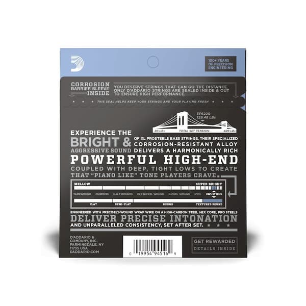 D'Addario ProSteels Bass Super Light Long Scale-strängar 40-95 EPS220