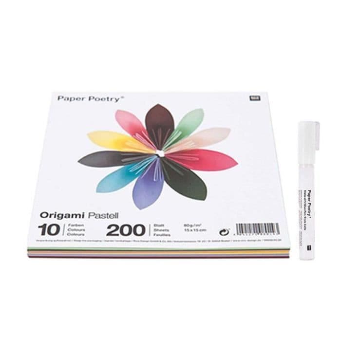 200 ark för Pastell origami + limpenna