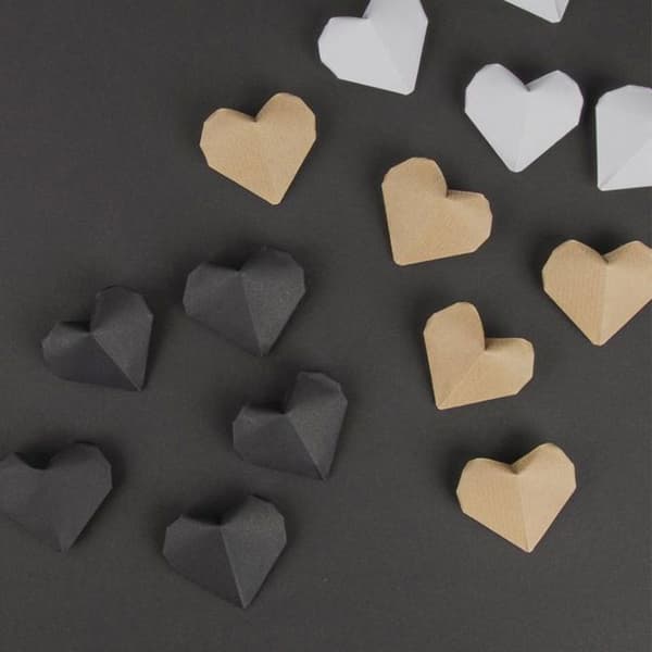 100 origami-vikbara ark 15 x 15 cm - vit-beige-svart